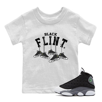 Air Jordan 13 Black Flint Sneaker Match Tees Hanging Sneakers Sneaker Tees Air Jordan 13 Retro Black Flint Sneaker Release Tees Kids Shirts White 1