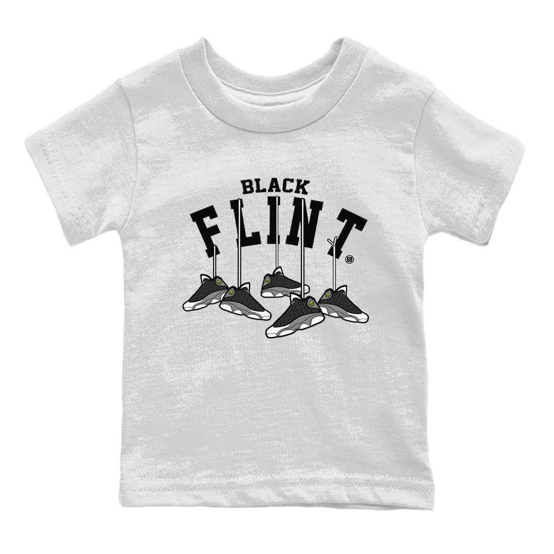 Air Jordan 13 Black Flint Sneaker Match Tees Hanging Sneakers Sneaker Tees Air Jordan 13 Retro Black Flint Sneaker Release Tees Kids Shirts White 2