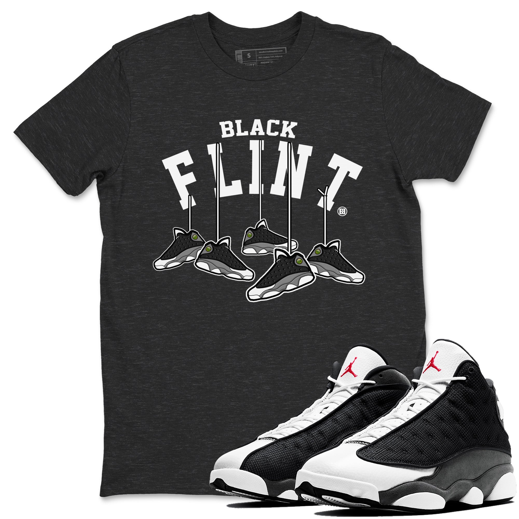 Air Jordan 13 Black Flint Sneaker Match Tees Hanging Sneakers Sneaker Tees Air Jordan 13 Retro Black Flint Sneaker Release Tees Unisex Shirts Charcoal Heather 1
