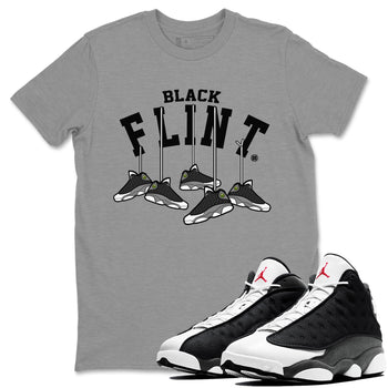 Air Jordan 13 Black Flint Sneaker Match Tees Hanging Sneakers Sneaker Tees Air Jordan 13 Retro Black Flint Sneaker Release Tees Unisex Shirts Heather Grey 1