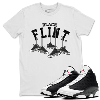 Air Jordan 13 Black Flint Sneaker Match Tees Hanging Sneakers Sneaker Tees Air Jordan 13 Retro Black Flint Sneaker Release Tees Unisex Shirts White 1