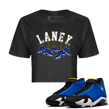 Air Jordan 14 Laney Sneaker Match Tees Hanging Sneakers Sneaker Tees Jordan 14 Laney Sneaker Release Tees Women's Shirts Black 1