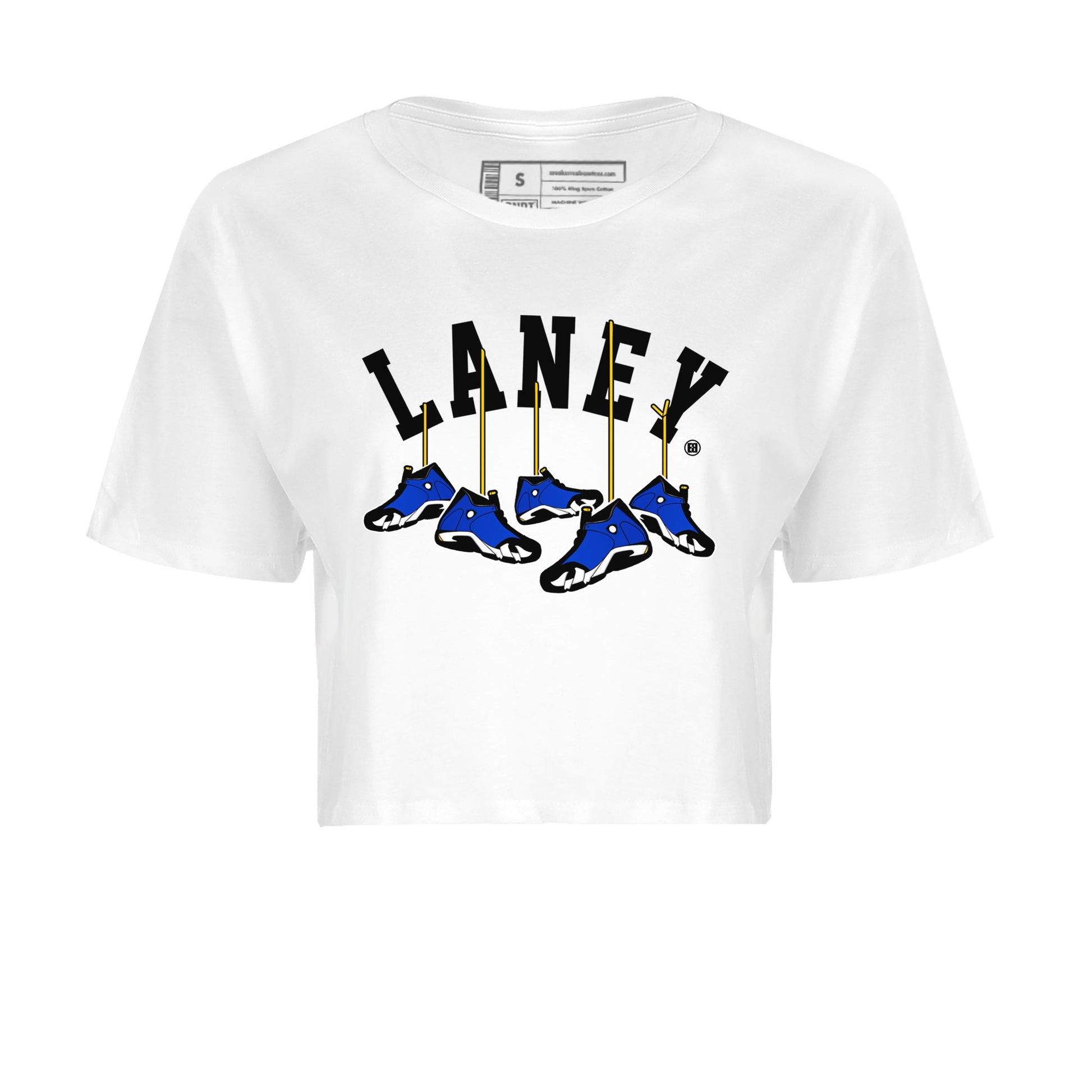 Air Jordan 14 Laney Sneaker Match Tees Hanging Sneakers Sneaker Tees Jordan 14 Laney Sneaker Release Tees Women's Shirts White 2