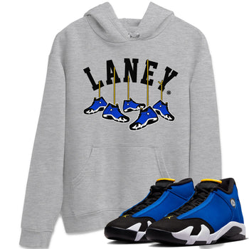 Air Jordan 14 Laney Sneaker Match Tees Hanging Sneakers Sneaker Tees Jordan 14 Laney Sneaker Release Tees Unisex Shirts Heather Grey 1