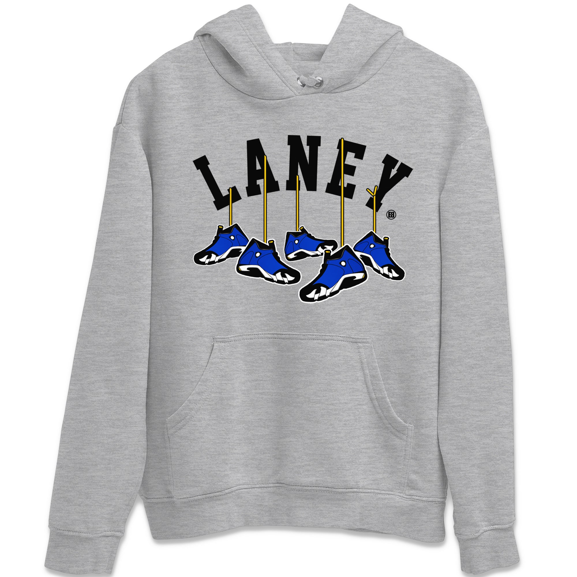 Air Jordan 14 Laney Sneaker Match Tees Hanging Sneakers Sneaker Tees Jordan 14 Laney Sneaker Release Tees Unisex Shirts Heather Grey 2