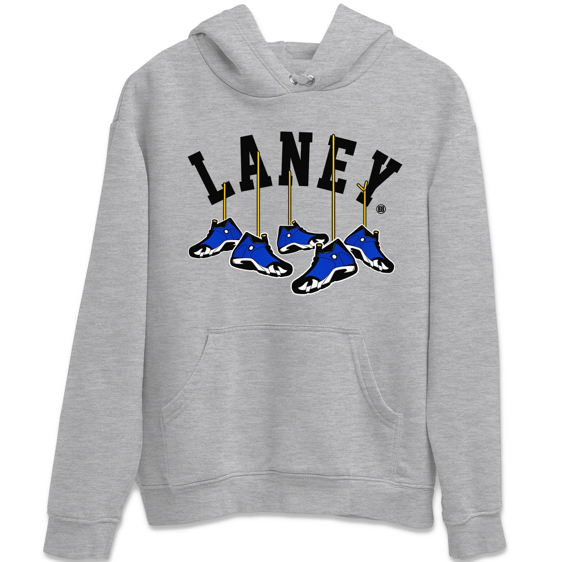 Air Jordan 14 Laney Sneaker Match Tees Hanging Sneakers Sneaker Tees Jordan 14 Laney Sneaker Release Tees Unisex Shirts Heather Grey 2