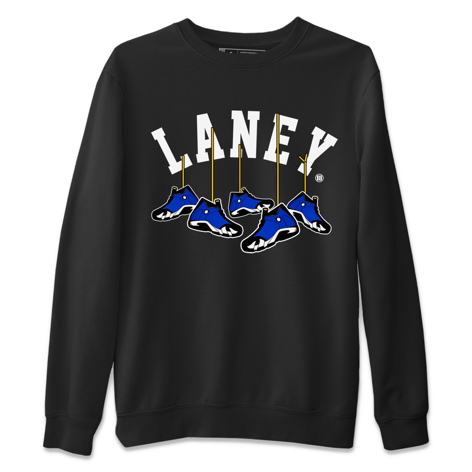 Air Jordan 14 Laney Sneaker Match Tees Hanging Sneakers Sneaker Tees Jordan 14 Laney Sneaker Release Tees Unisex Shirts Black 2