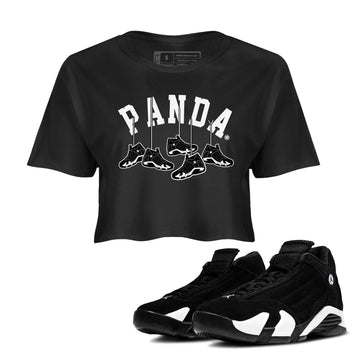 14s Panda shirt to match jordans Hanging Sneakers sneaker match tee Air Jordan 14 Panda AJ14 Black White SNRT Sneaker Tees Black 1 women's crop tee