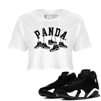 14s Panda shirt to match jordans Hanging Sneakers sneaker match tee Air Jordan 14 Panda AJ14 Black White SNRT Sneaker Tees White 1 women's crop tee