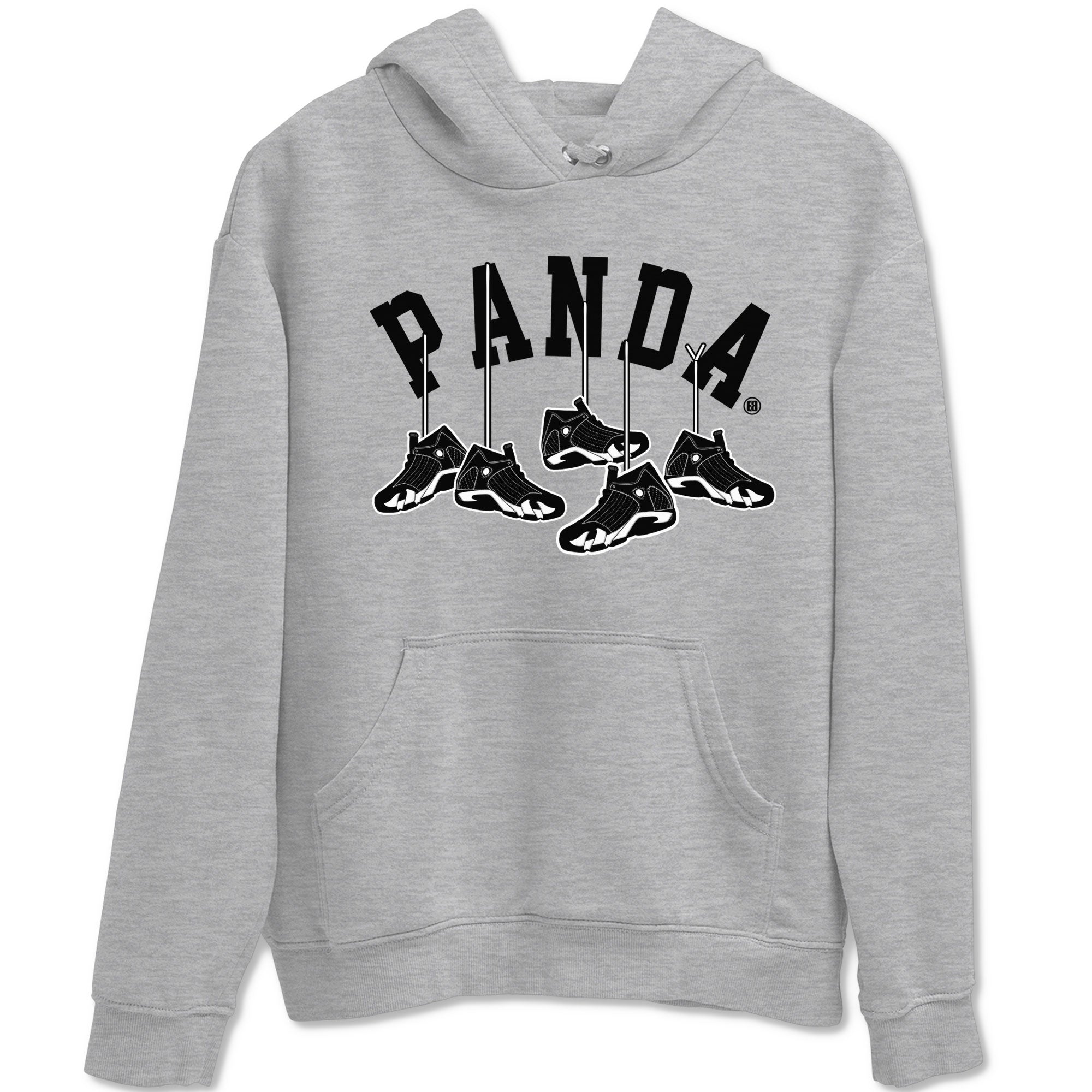 14s Panda shirt to match jordans Hanging Sneakers sneaker match tee Air Jordan 14 Panda AJ14 Black White SNRT Sneaker Tees unisex cotton Heather Grey 2 crew neck shirt