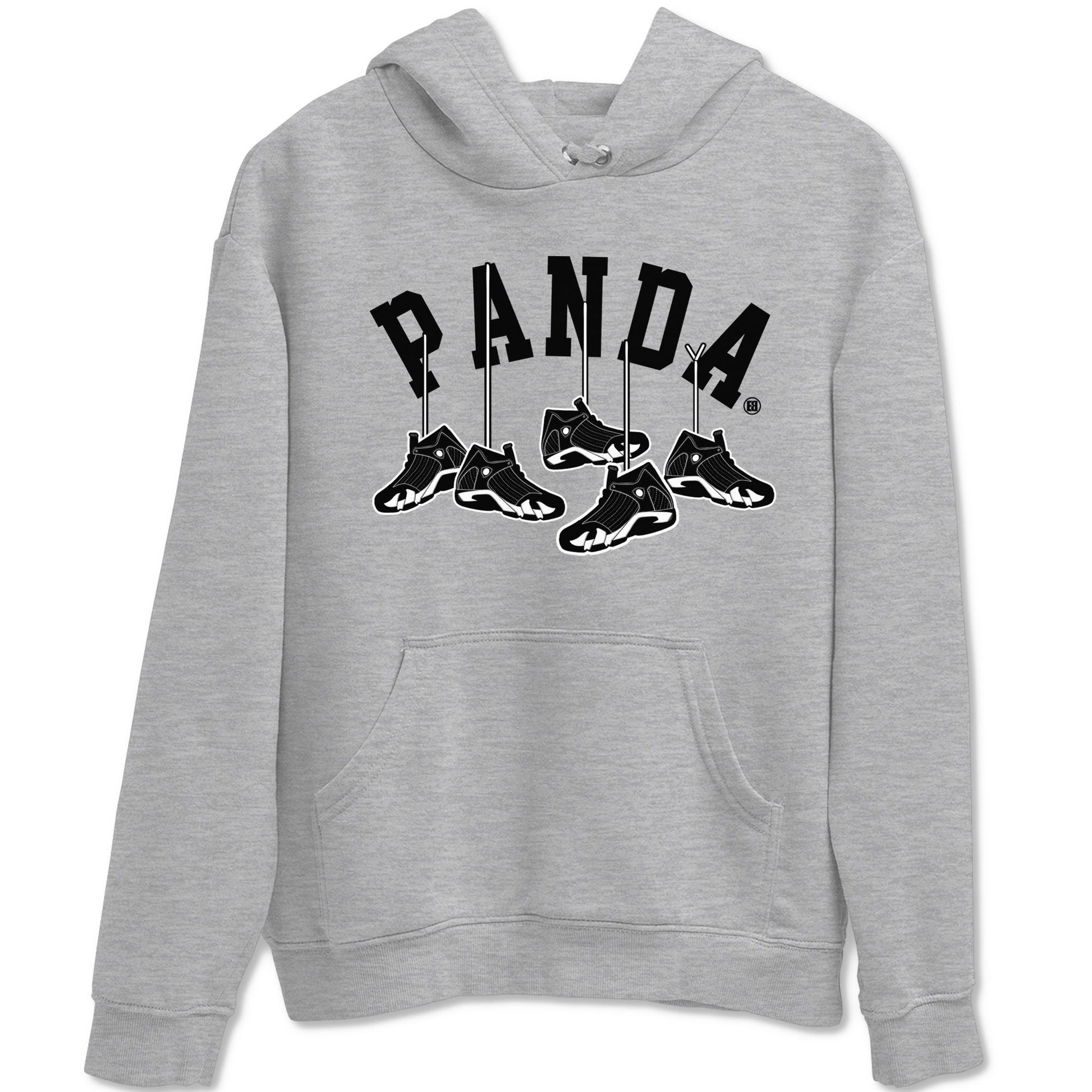 14s Panda shirt to match jordans Hanging Sneakers sneaker match tee Air Jordan 14 Panda AJ14 Black White SNRT Sneaker Tees unisex cotton Heather Grey 2 crew neck shirt