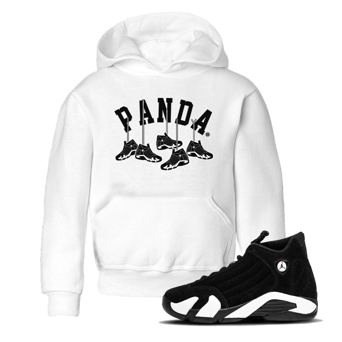 14s Panda shirt to match jordans Hanging Sneakers sneaker match tee Air Jordan 14 Panda AJ14 Black White SNRT Sneaker Tees baby toddler White 1 cotton Shirt
