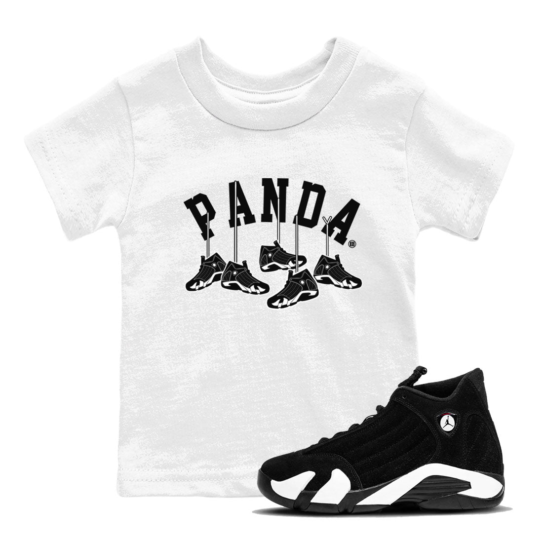 14s Panda shirt to match jordans Hanging Sneakers sneaker match tee Air Jordan 14 Panda AJ14 Black White SNRT Sneaker Tees baby toddler White 1 cotton Shirt