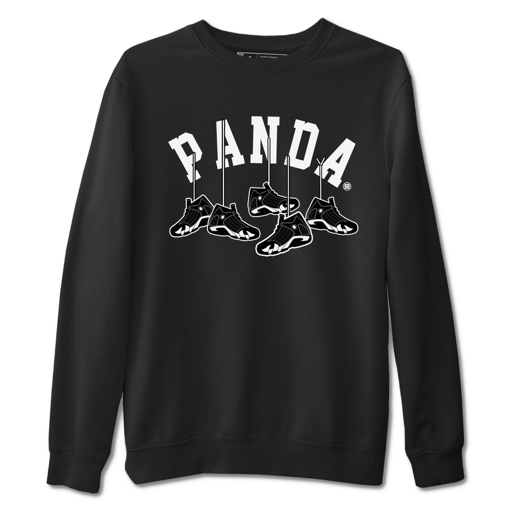 14s Panda shirt to match jordans Hanging Sneakers sneaker match tee Air Jordan 14 Panda AJ14 Black White SNRT Sneaker Tees unisex cotton Black 2 crew neck shirt