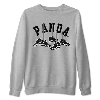 14s Panda shirt to match jordans Hanging Sneakers sneaker match tee Air Jordan 14 Panda AJ14 Black White SNRT Sneaker Tees unisex cotton Heather Grey 2 crew neck shirt