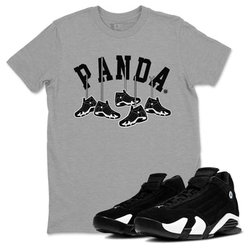 14s Panda shirt to match jordans Hanging Sneakers sneaker match tee Air Jordan 14 Panda AJ14 Black White SNRT Sneaker Tees unisex cotton Heather Grey 1 crew neck shirt