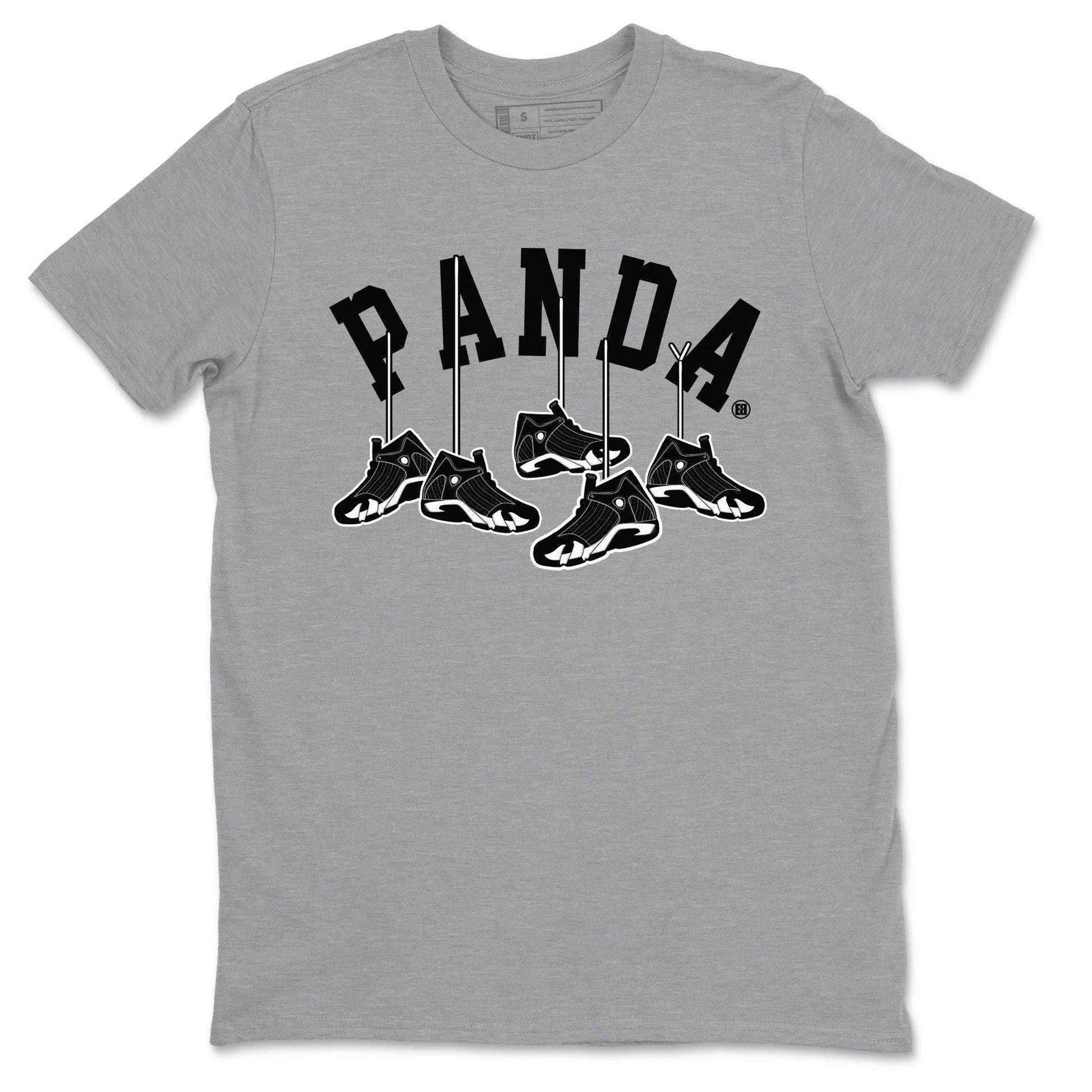 14s Panda shirt to match jordans Hanging Sneakers sneaker match tee Air Jordan 14 Panda AJ14 Black White SNRT Sneaker Tees unisex cotton Heather Grey 2 crew neck shirt