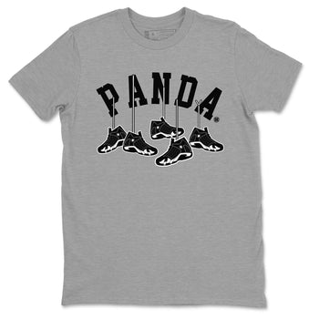 14s Panda shirt to match jordans Hanging Sneakers sneaker match tee Air Jordan 14 Panda AJ14 Black White SNRT Sneaker Tees unisex cotton Heather Grey 2 crew neck shirt