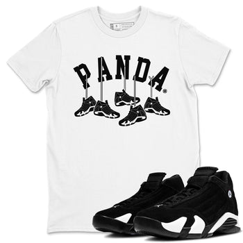 14s Panda shirt to match jordans Hanging Sneakers sneaker match tee Air Jordan 14 Panda AJ14 Black White SNRT Sneaker Tees unisex cotton White 1 crew neck shirt