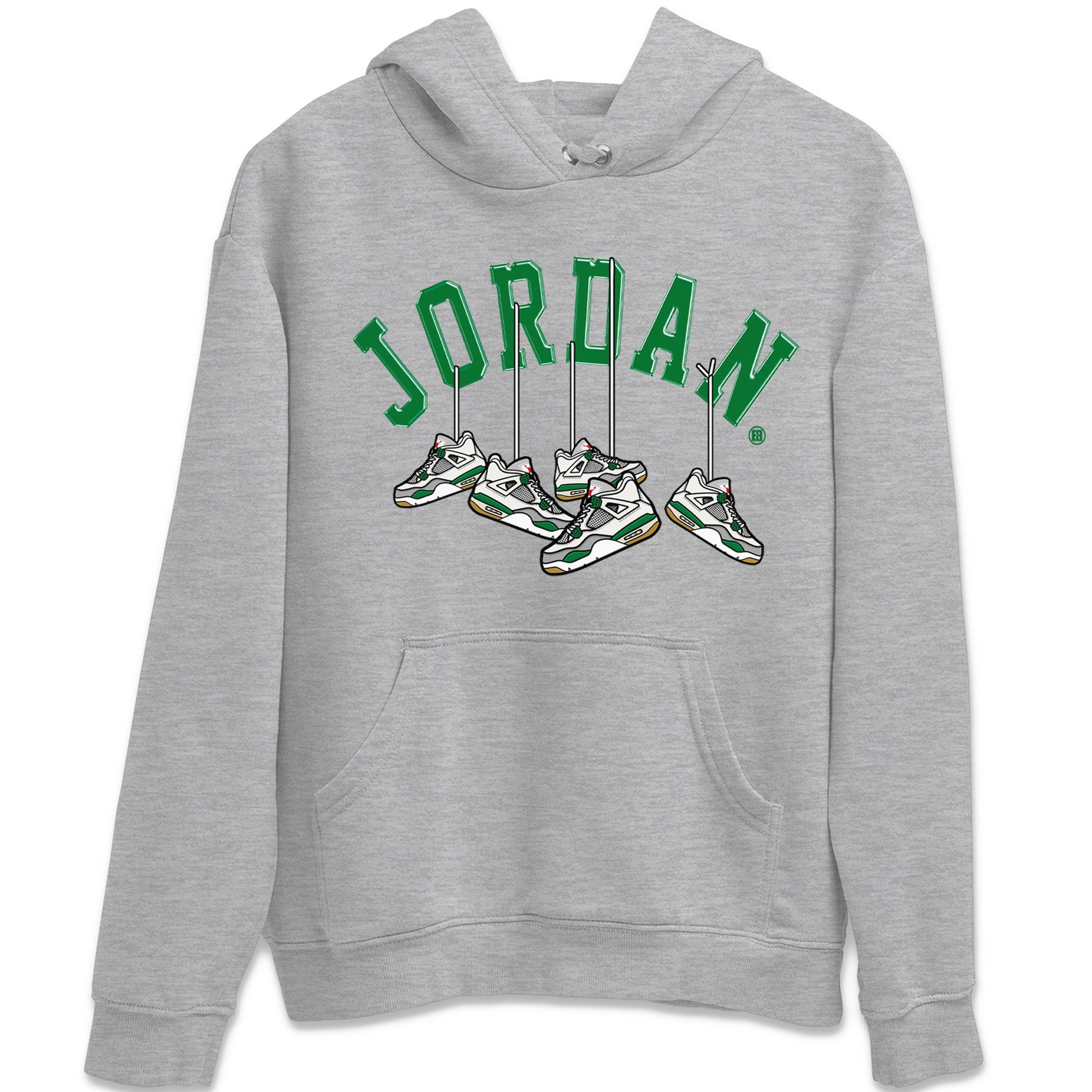 Air Jordan 4 Pine Green Sneaker Match Tees Hanging Sneakers Sneaker Tees Jordan Retro 4 Pine Green Sneaker Release Tees Unisex Shirts Heather Grey 2