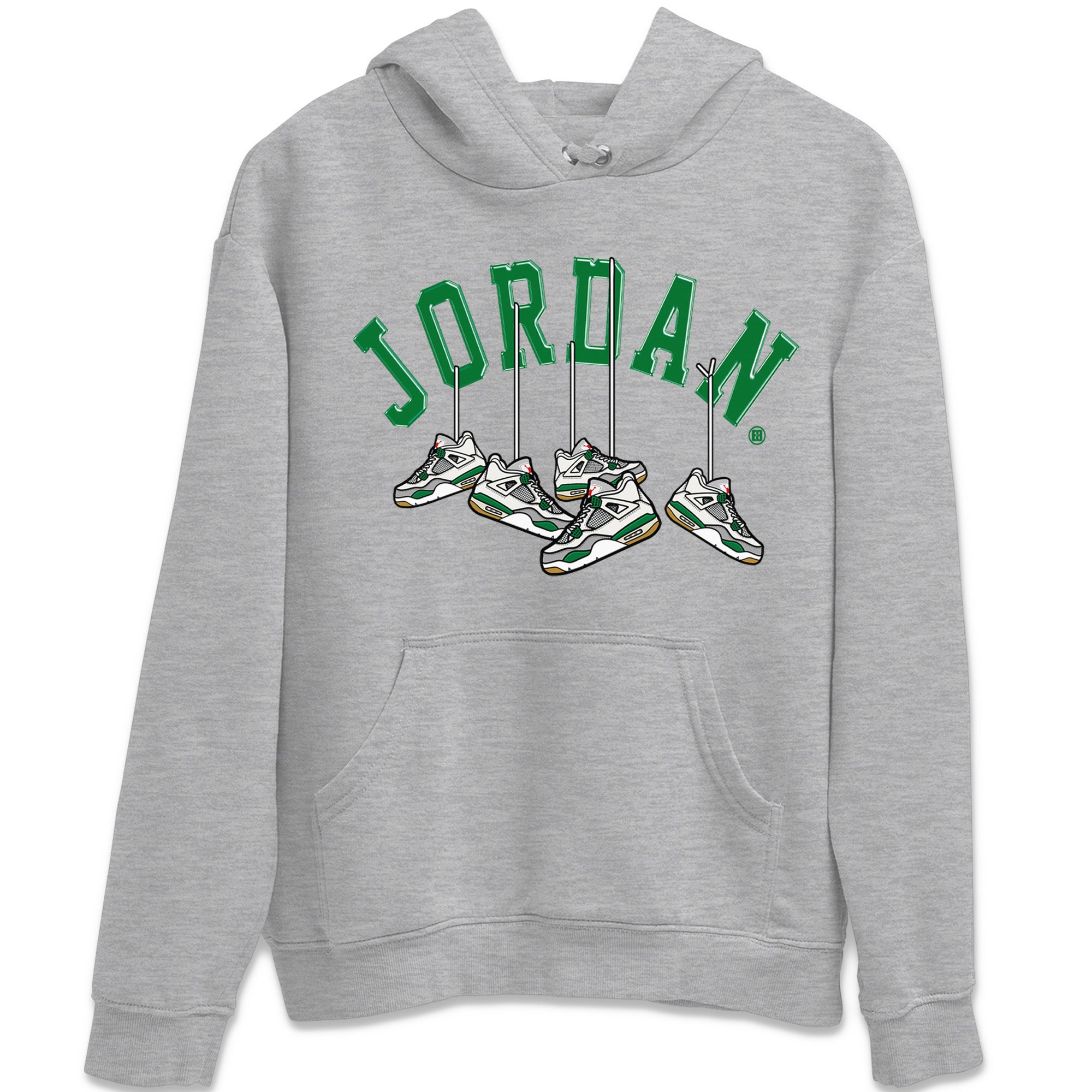 Jordan 4 Pine Green SB Sneaker Match Tees Hanging Sneakers Sneaker Tees Jordan Retro 4 Pine Green Sneaker Tees Sneaker Release Shirts Unisex Shirts Heather Grey 2