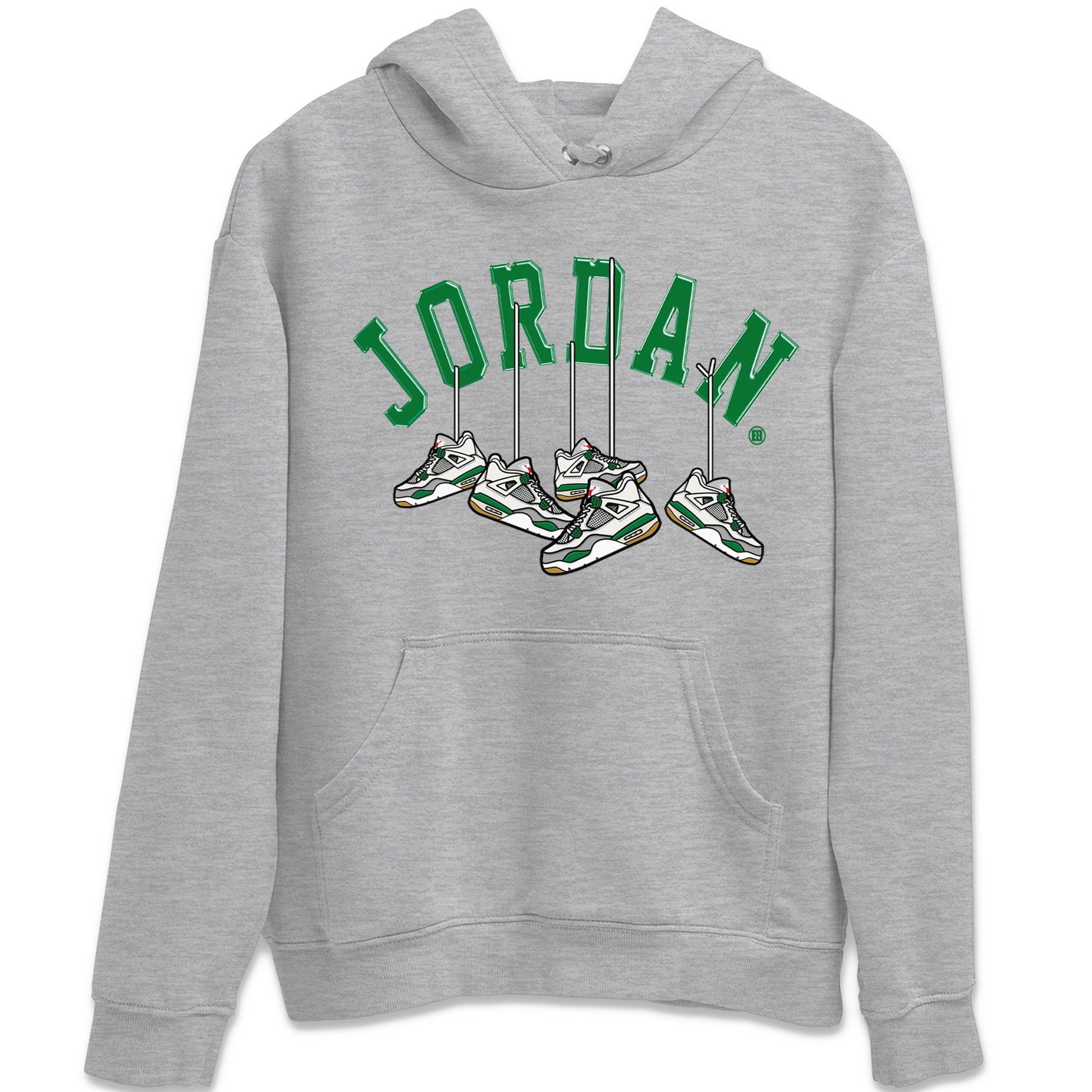 Jordan 4 Pine Green SB Sneaker Match Tees Hanging Sneakers Sneaker Tees Jordan Retro 4 Pine Green Sneaker Tees Sneaker Release Shirts Unisex Shirts Heather Grey 2