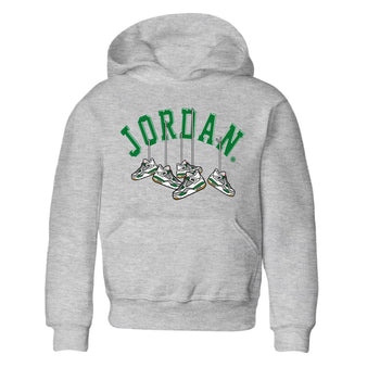 Jordan 4 Pine Green SB Sneaker Match Tees Hanging Sneakers Sneaker Tees Jordan Retro 4 Pine Green Sneaker Tees Sneaker Release Shirts Kids Shirts Heather Grey 2