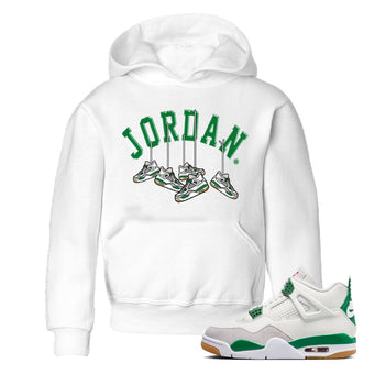 Air Jordan 4 Pine Green Sneaker Match Tees Hanging Sneakers Sneaker Tees Jordan Retro 4 Pine Green Sneaker Release Tees Kids Shirts White 1