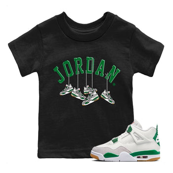 Air Jordan 4 Pine Green Sneaker Match Tees Hanging Sneakers Sneaker Tees Jordan Retro 4 Pine Green Sneaker Release Tees Kids Shirts Black 1
