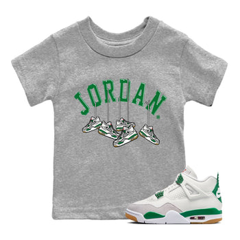 Air Jordan 4 Pine Green Hanging Sneakers Baby and Kids Sneaker Tees Jordan Retro 4 Pine Green Kids Sneaker Tees Size Chart