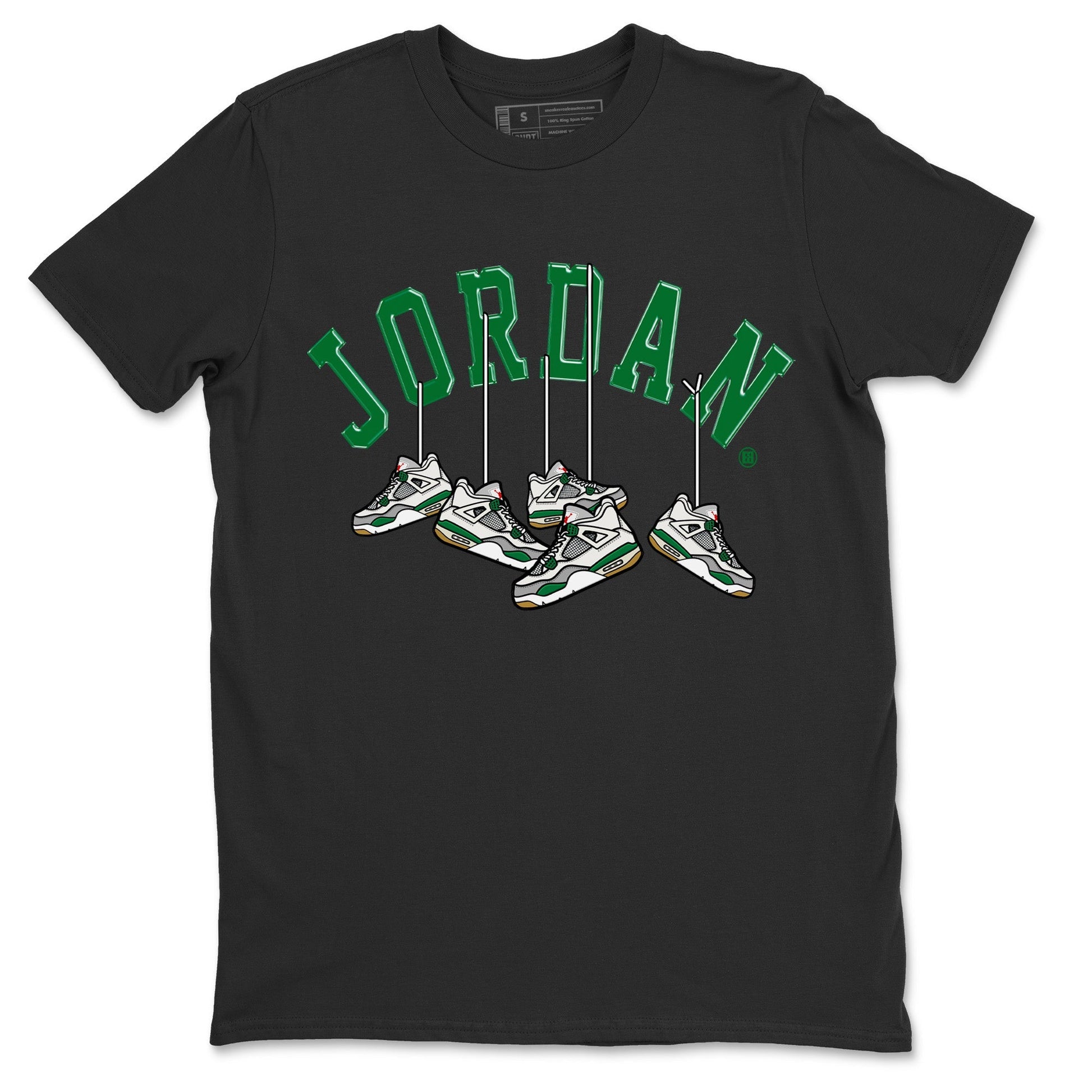 Jordan 4 Pine Green SB Sneaker Match Tees Hanging Sneakers Sneaker Tees Jordan Retro 4 Pine Green Sneaker Tees Sneaker Release Shirts Unisex Shirts Black 2