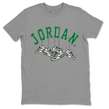 Jordan 4 Pine Green SB Sneaker Match Tees Hanging Sneakers Sneaker Tees Jordan Retro 4 Pine Green Sneaker Tees Sneaker Release Shirts Unisex Shirts Heather Grey 2