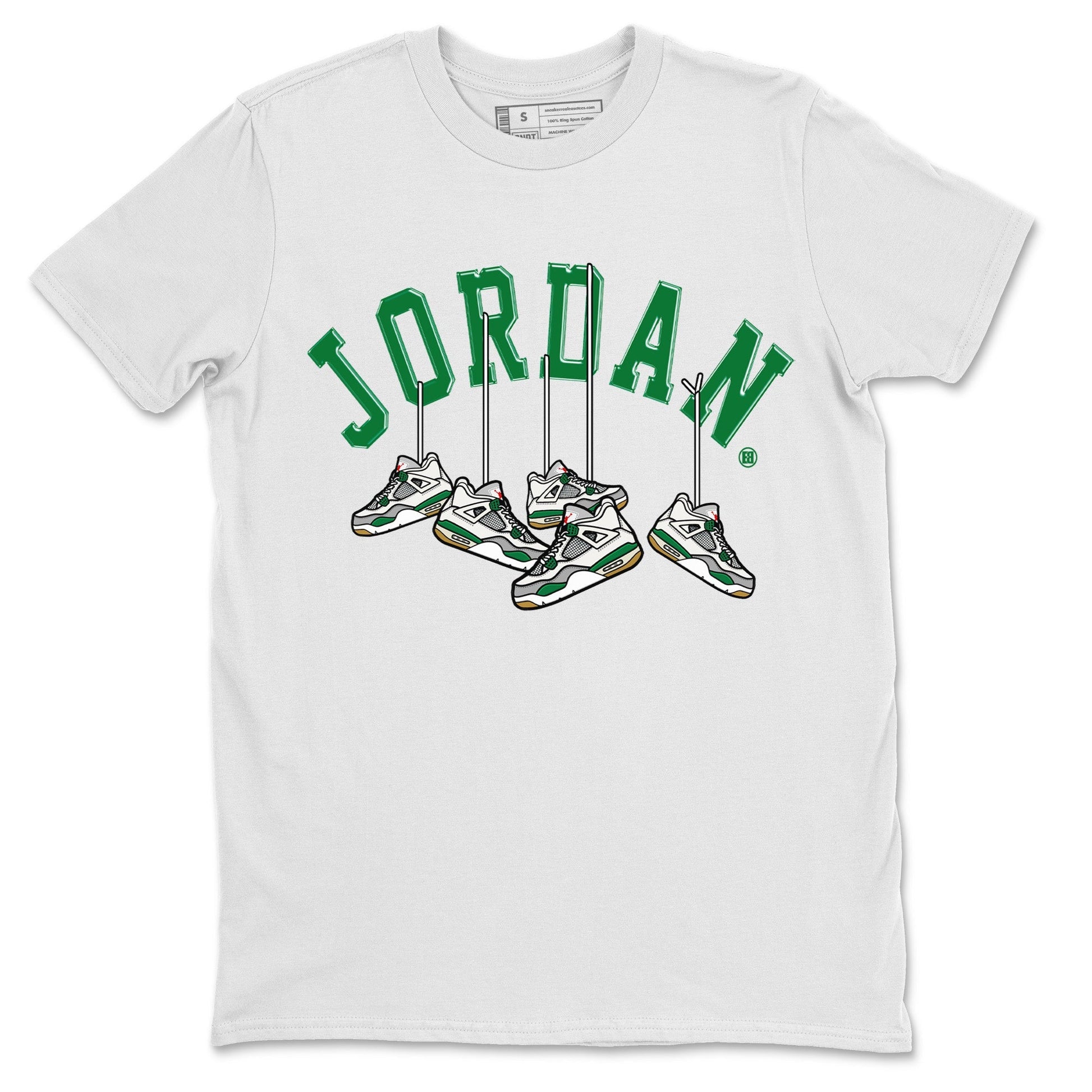 Jordan 4 Pine Green SB Sneaker Match Tees Hanging Sneakers Sneaker Tees Jordan Retro 4 Pine Green Sneaker Tees Sneaker Release Shirts Unisex Shirts White 2