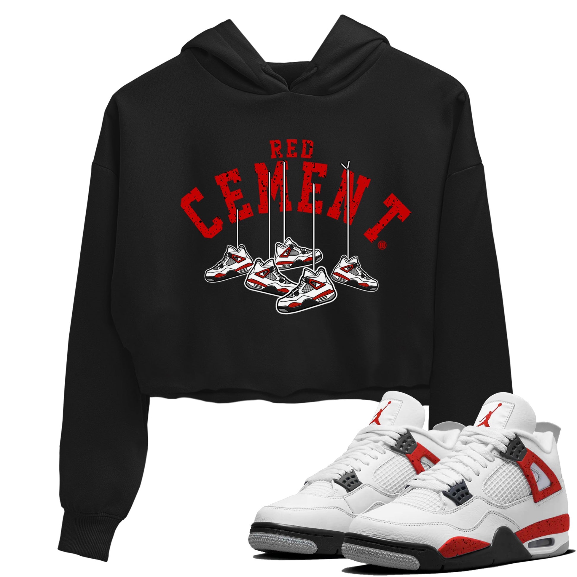 Air Jordan 4 Red Cement Sneaker Match Tees Cherry Hanging Sneakers Sneaker Tees Air Jordan 4 Red Cement Sneaker Release Tees Women's Shirts Black 1