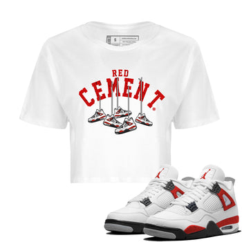 Air Jordan 4 Red Cement Sneaker Match Tees Cherry Hanging Sneakers Sneaker Tees Air Jordan 4 Red Cement Sneaker Release Tees Women's Shirts White 1