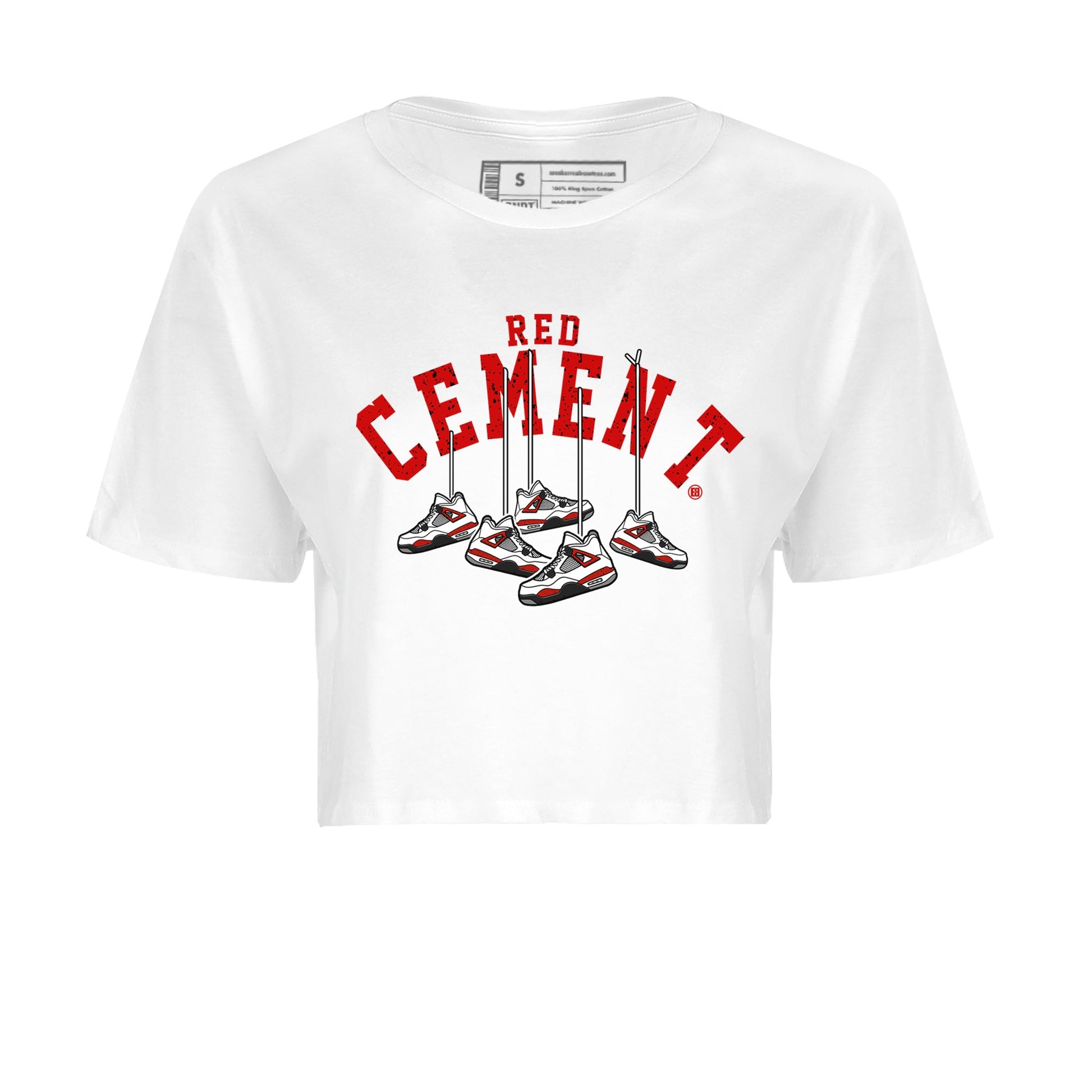 Air Jordan 4 Red Cement Sneaker Match Tees Cherry Hanging Sneakers Sneaker Tees Air Jordan 4 Red Cement Sneaker Release Tees Women's Shirts White 2