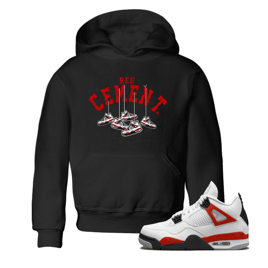 Air Jordan 4 Red Cement Sneaker Match Tees Cherry Hanging Sneakers Sneaker Tees Air Jordan 4 Red Cement Sneaker Release Tees Kids Shirts Black 1