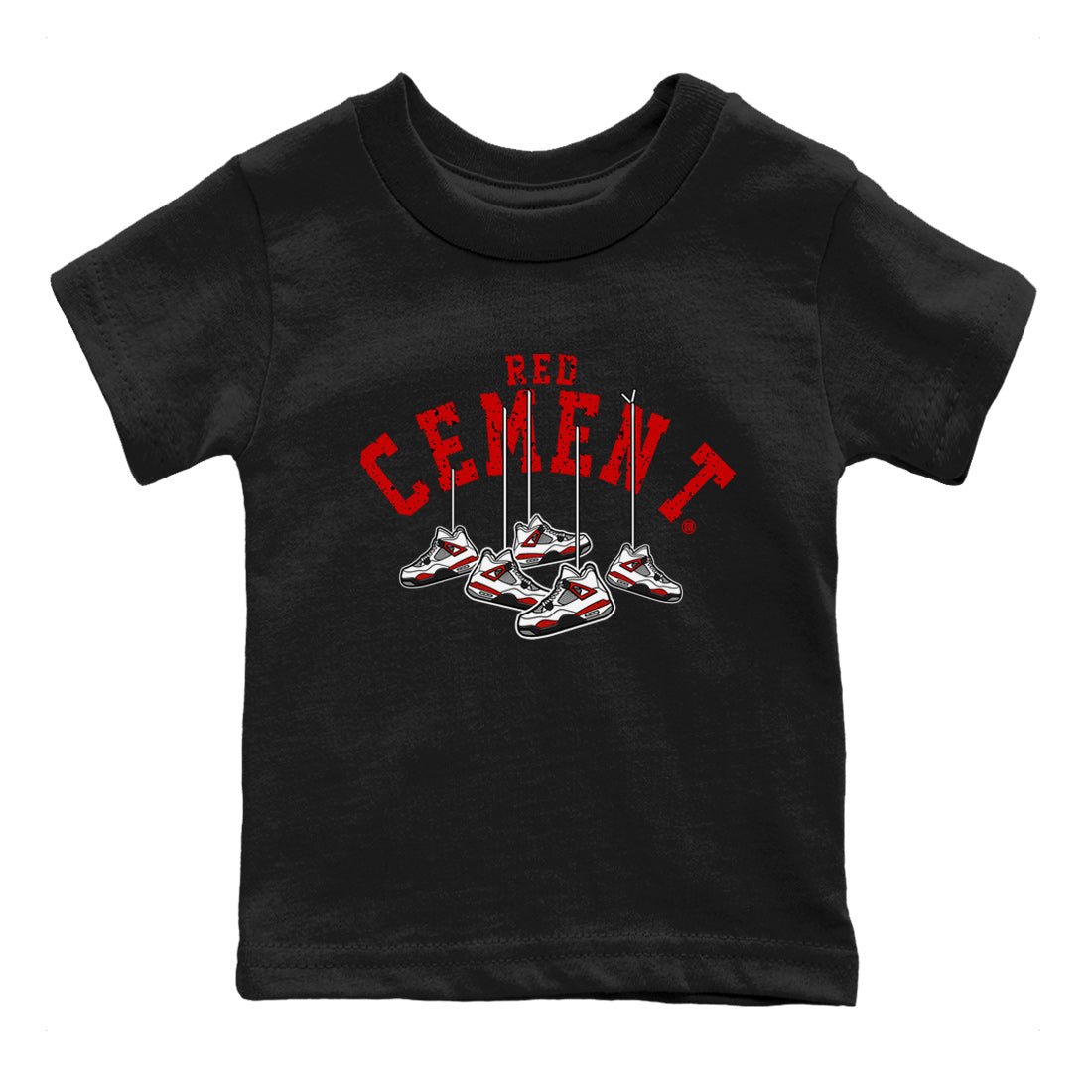 Air Jordan 4 Red Cement Sneaker Match Tees Cherry Hanging Sneakers Sneaker Tees Air Jordan 4 Red Cement Sneaker Release Tees Kids Shirts Black 2