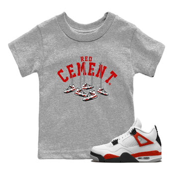 Air Jordan 4 Red Cement Sneaker Match Tees Cherry Hanging Sneakers Sneaker Tees Air Jordan 4 Red Cement Sneaker Release Tees Kids Shirts Heather Grey 1