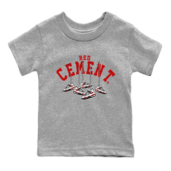 Air Jordan 4 Red Cement Sneaker Match Tees Cherry Hanging Sneakers Sneaker Tees Air Jordan 4 Red Cement Sneaker Release Tees Kids Shirts Heather Grey 2