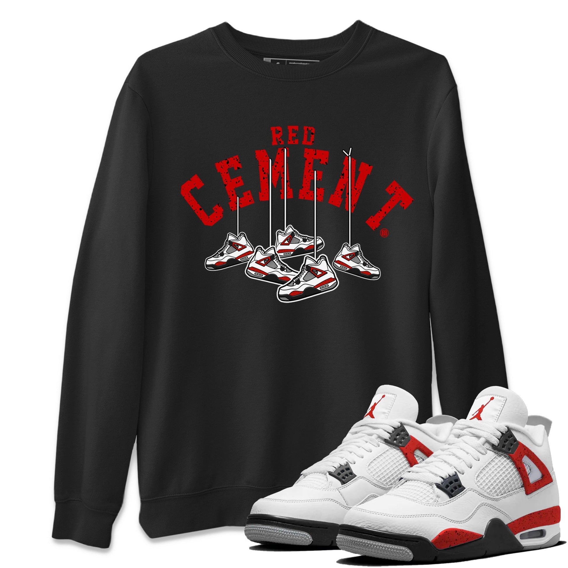 Air Jordan 4 Red Cement Sneaker Match Tees Cherry Hanging Sneakers Sneaker Tees Air Jordan 4 Red Cement Sneaker Release Tees Unisex Shirts Black 1