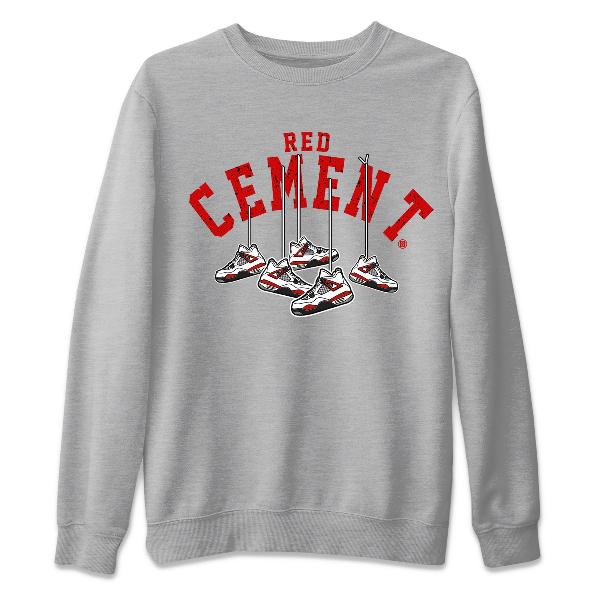 Air Jordan 4 Red Cement Sneaker Match Tees Cherry Hanging Sneakers Sneaker Tees Air Jordan 4 Red Cement Sneaker Release Tees Unisex Shirts Heather Grey 2