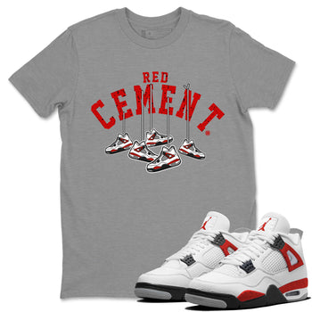 Air Jordan 4 Red Cement Sneaker Match Tees Cherry Hanging Sneakers Sneaker Tees Air Jordan 4 Red Cement Sneaker Release Tees Unisex Shirts Heather Grey 1