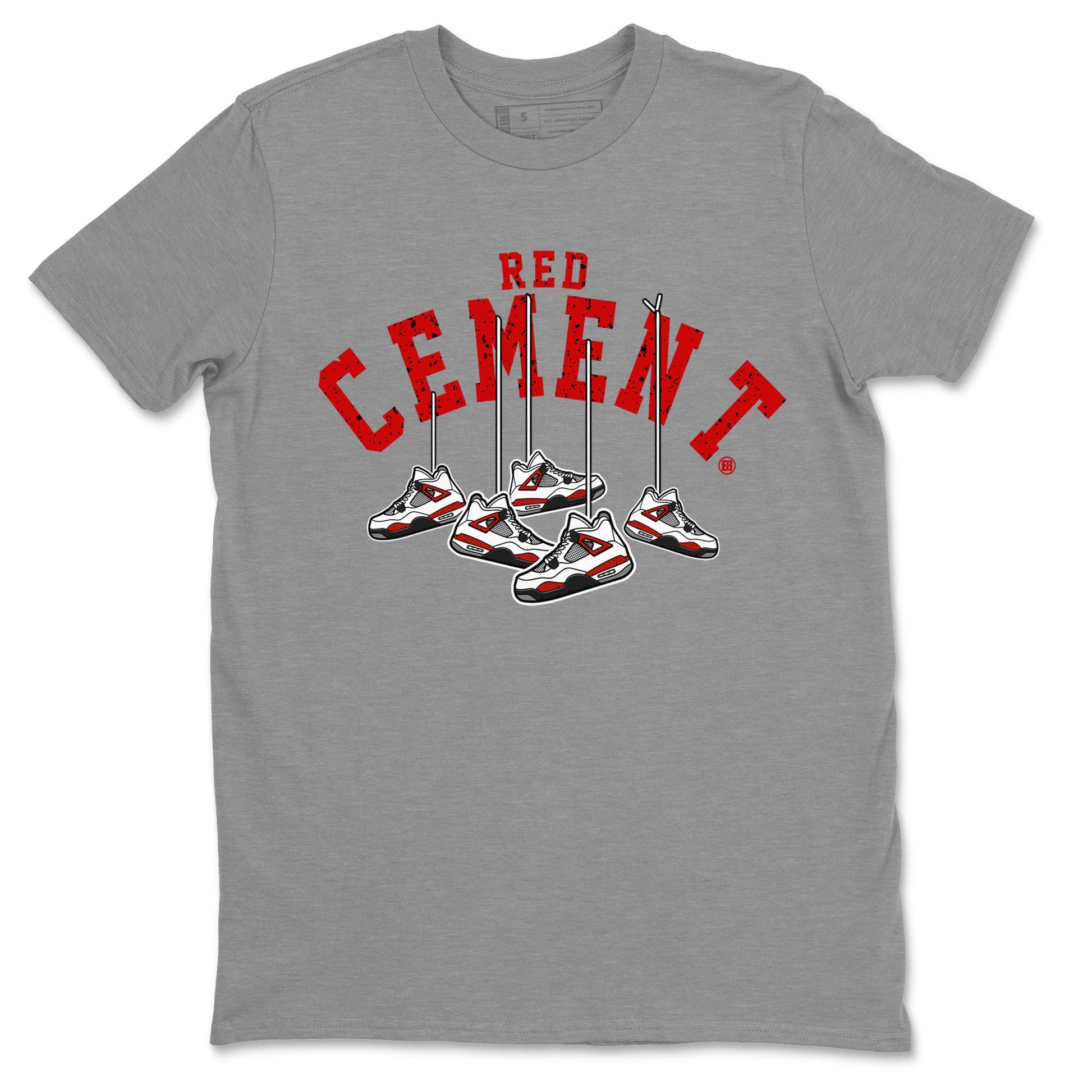 Air Jordan 4 Red Cement Sneaker Match Tees Cherry Hanging Sneakers Sneaker Tees Air Jordan 4 Red Cement Sneaker Release Tees Unisex Shirts Heather Grey 2