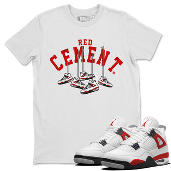 Air Jordan 4 Red Cement Sneaker Match Tees Cherry Hanging Sneakers Sneaker Tees Air Jordan 4 Red Cement Sneaker Release Tees Unisex Shirts White 1