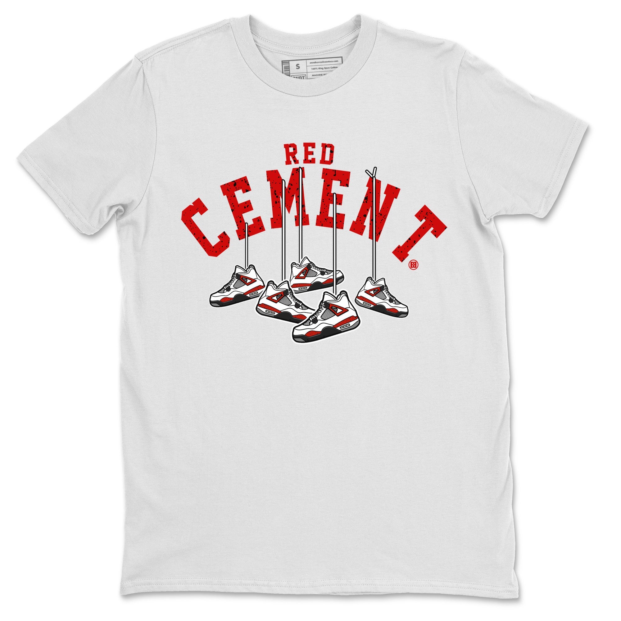 Air Jordan 4 Red Cement Sneaker Match Tees Cherry Hanging Sneakers Sneaker Tees Air Jordan 4 Red Cement Sneaker Release Tees Unisex Shirts White 2