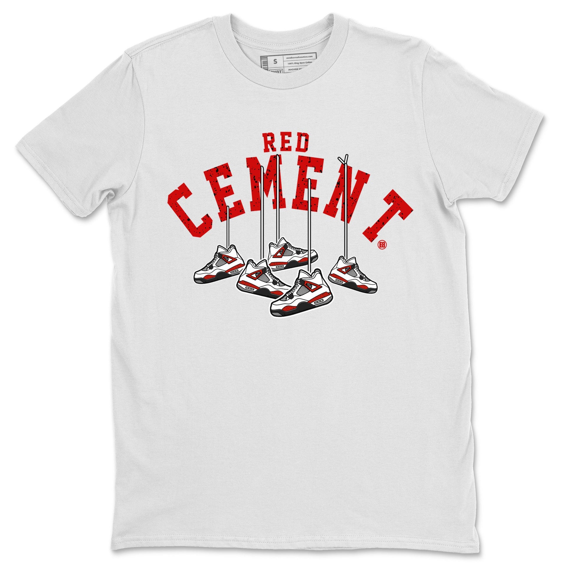 Air Jordan 4 Red Cement Sneaker Match Tees Cherry Hanging Sneakers Sneaker Tees Air Jordan 4 Red Cement Sneaker Release Tees Unisex Shirts White 2