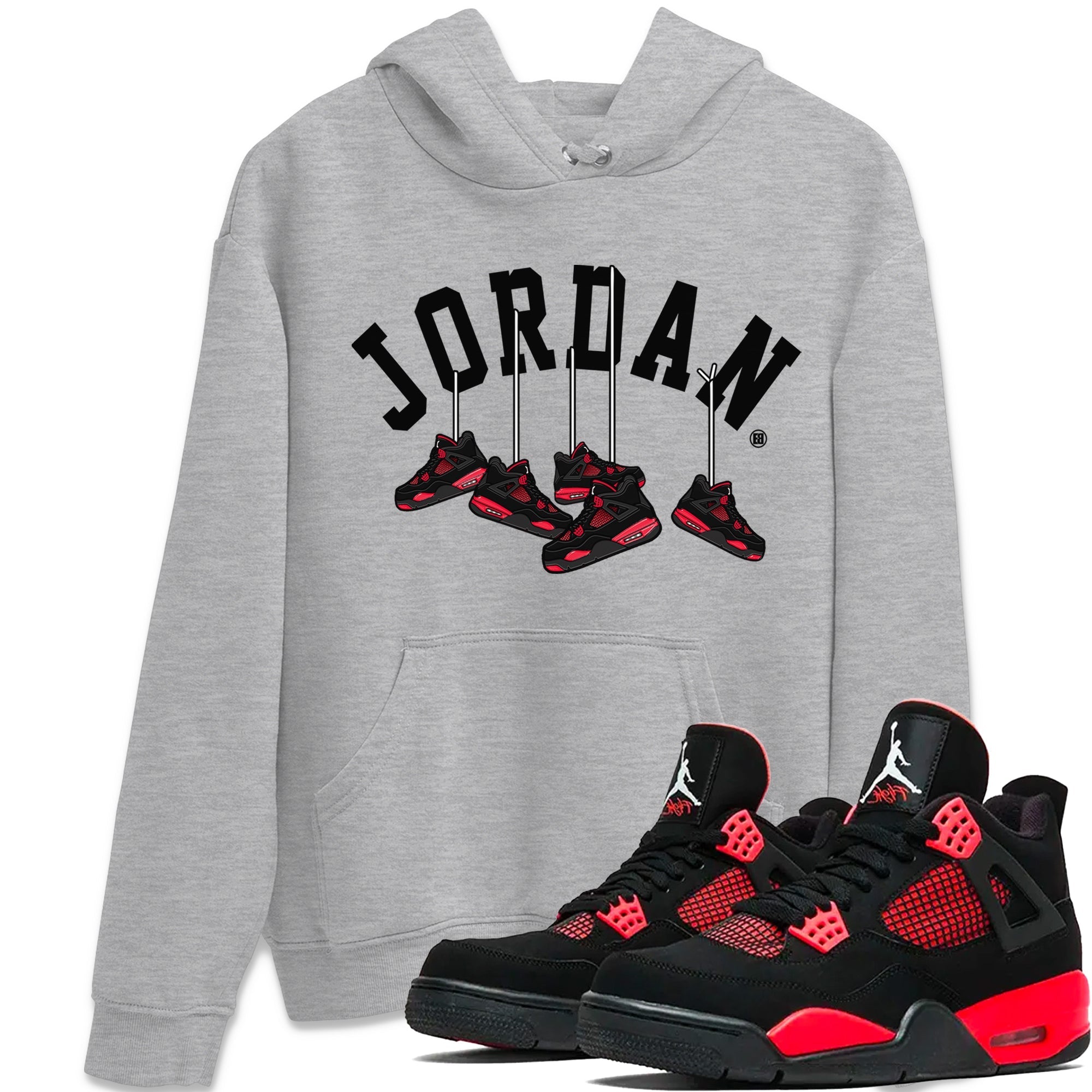 Jordan 4 Red Thunder Sneaker Match Tees Hanging Sneakers Sneaker Tees Jordan 4 Red Thunder Sneaker Release Tees Unisex Shirts