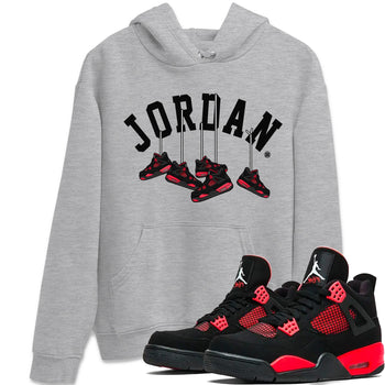 Jordan 4 Red Thunder Sneaker Match Tees Hanging Sneakers Sneaker Tees Jordan 4 Red Thunder Sneaker Release Tees Unisex Shirts