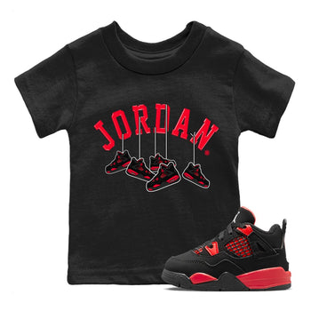 Jordan 4 Red Thunder Sneaker Match Tees Hanging Sneakers Sneaker Tees Jordan 4 Red Thunder Sneaker Release Tees Kids Shirts